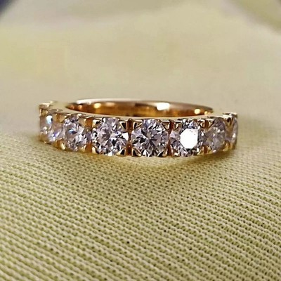 2 kt runder Lab Created Diamant Ewigkeit Ehering Ring 14 kt Gelbgold plattiert