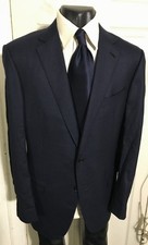 ERMENEGILDO ZEGNA SIZE 42L BLUE W/SMALL SQUARES 2 BUTTON WOOL SPORTCOAT