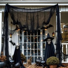 Halloween Black Spider Web Decorations Stretchy Web Netting Haunted House Decor