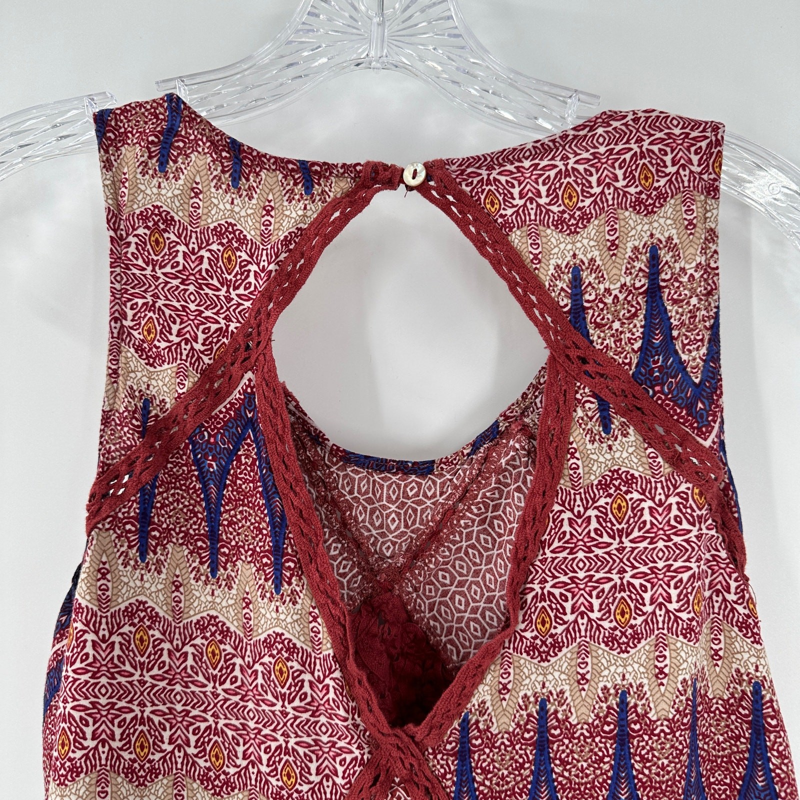 Umgee Patchwork Boho Keyhole Ruffle Tunic Mini Dr… - image 5