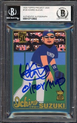 Ichiro Suzuki Auto Topps Project 2020 Keith Shore Card 120 Sig10 ROY/MVP 1/1 BAS
