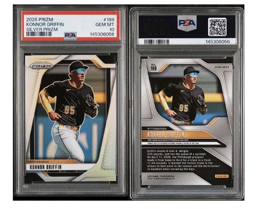 PSA 10 GEM MINT 2025 PANINI PRIZM  SILVER PRIZM KONNOR GRIFFIN ROOKIE RC