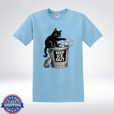 Camiseta Divertida Cat Keep Ice Out Negra Gato Humor Gráfico Unisex