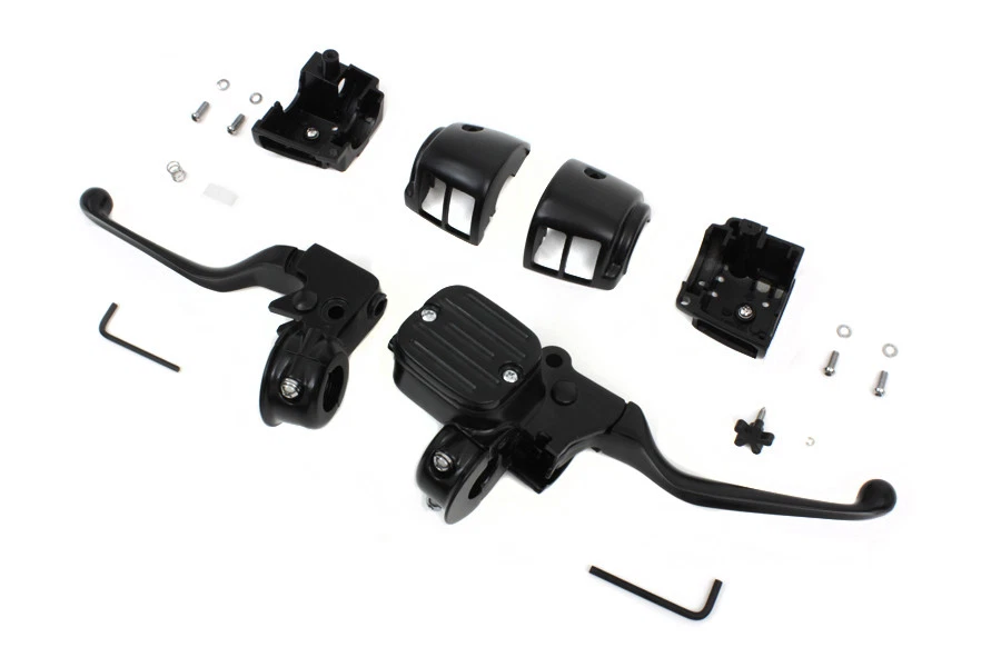Kit de controle de guidão estilo contorno preto serve para Harley Davidson - Imagem 2 de 4