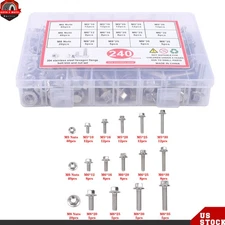 240 Pack M5 M6 M8 Flanged Bolts and Nuts Kit 304 Stainless Metric Assortment