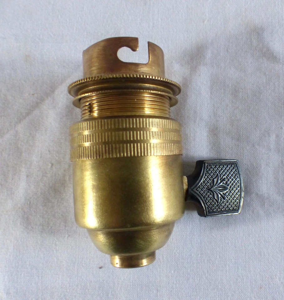 Douille ancienne interrupteur à clé laiton avec bague,lampe Gras,Mazda - Photo 2/4