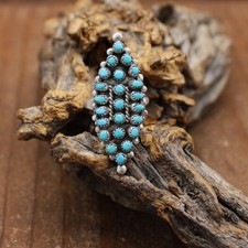 Sterling Silver Zuni Style Snake Eye Turquoise Ring Size 6.25