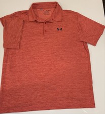 Under Armour Mens Orange PolyBlend Playoff Polo Short Sleeve HeatGear Logo XL