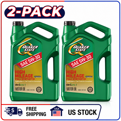 2 Pack Quaker State Full Synthetic High Mileage 5W-30 Motor Oil, 5 Quart - Picture 1 of 7