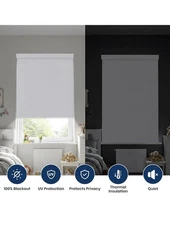 Blackout Cordless Roller Shades, Thermal UV Window Blinds 48x72 White