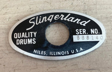 Slingerland 70s Vtg Black Silver Niles Oval Badge Snare Tom Bass Drum Ser 556140
