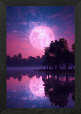 Kirschblüte Mond gerahmtes Wandbild Poster Leinwanddruck Bild