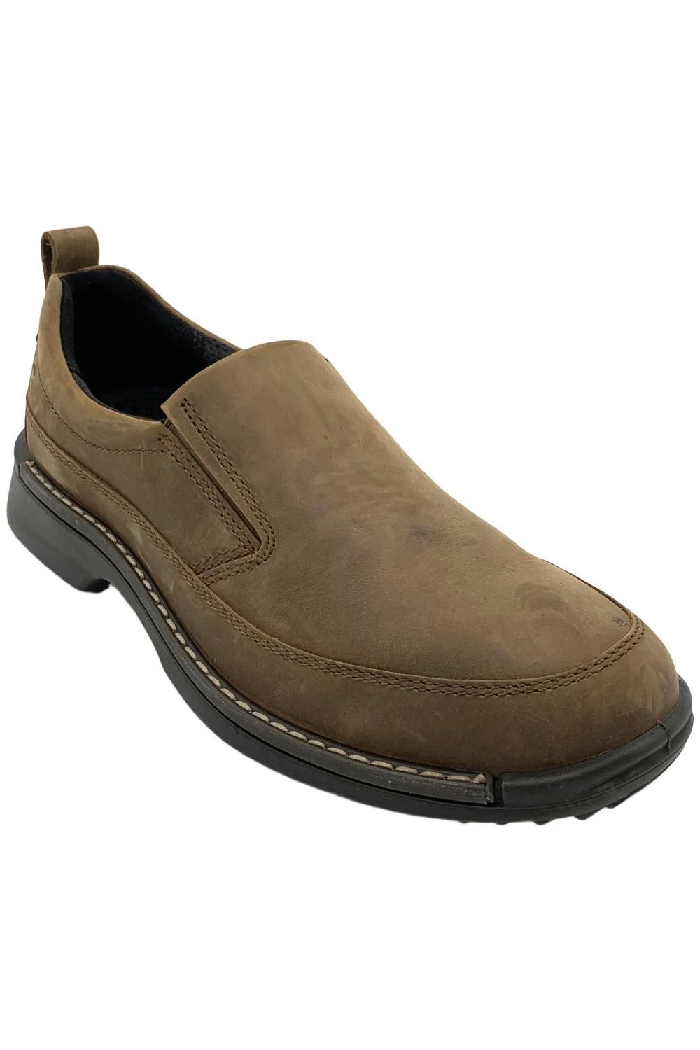 Mocassino slip on ECCO uomo Fusion punta grembiule marrone cacao nabuk