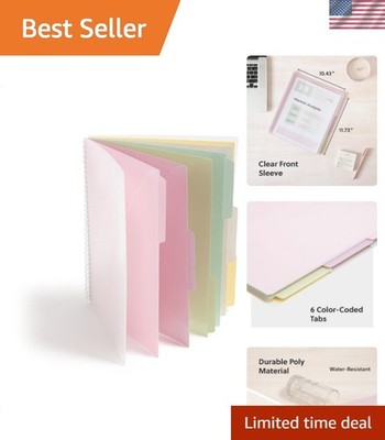 Poly Project Organizer, 6 Tabs, 12 Pockets, Letter Size, Pastel 89208 Pack of 1