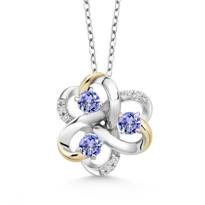 925 Sterling Silver and 10K Yellow Gold Tanzanite and White Lab Grown Diamond