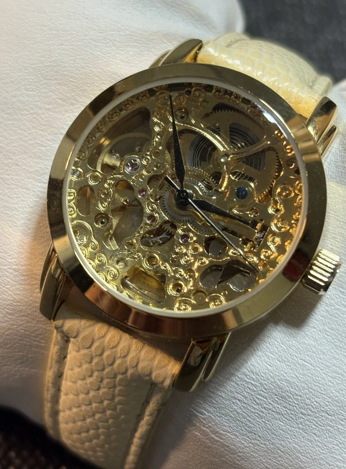 Akribos XXIV Automatic Mechanical Gold Tone Skeleton Womens Watch,Runs - Image 2 of 4