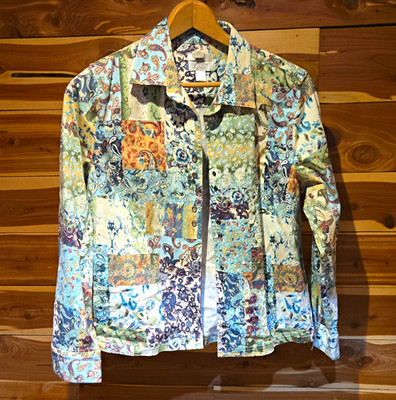 Christopher Banks Cottagecore  Multi Patchwork Button  Stretch Jacket Women's L