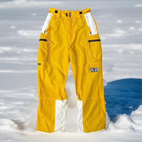Vintage Planet Earth Snowboardhose Y2K Größe Small 28x28 gelb Rave Skate