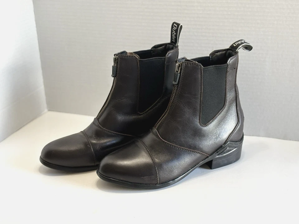 Дублин женщин коричневый кожаный спереди молнии паддок езды ботинки Equestrian обувь Sz 8 - Изображение 3 из 4