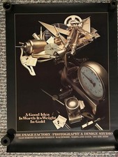 1970s Vintage Cool Design Studio Poster/ Gold Plated Nikon F2 Camera 18x24