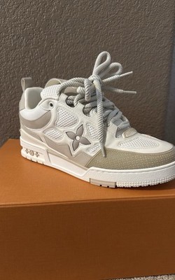 Louis Vuitton White Beige Low Top Lace Up Athletic Sneakers for Men