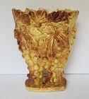 MCM MCCOY GRAPES & LEAVES CLUSTER Brown and Yellow/Gold DOUBLE VASE 1950's