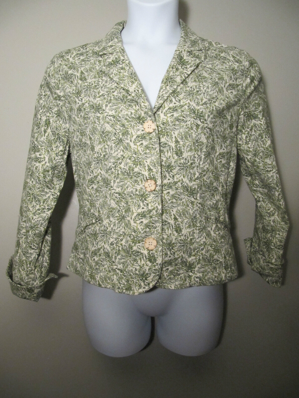 Christopher and Banks Stretch Jacket Green Tropic… - image 1