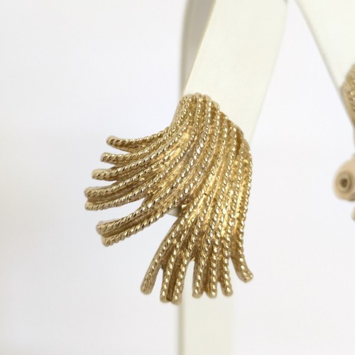 Vintage Monet Mirador Spray goldfarbene Heuhaufen Ohrclips 60er Jahre signiert - Bild 3 von 10