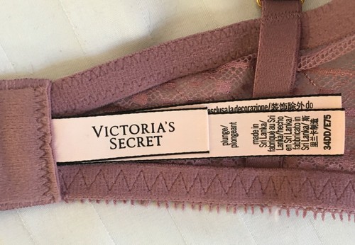 Bra Victoria's Secret 34DD Lace Incredible Plunge Padded Purple Mauve 24551212 - Imagen 11 de 12