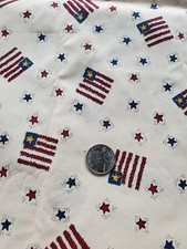 3 1/2 Yds Country Cottage Style American Flag  Stars Quilt Sewing Fabric
