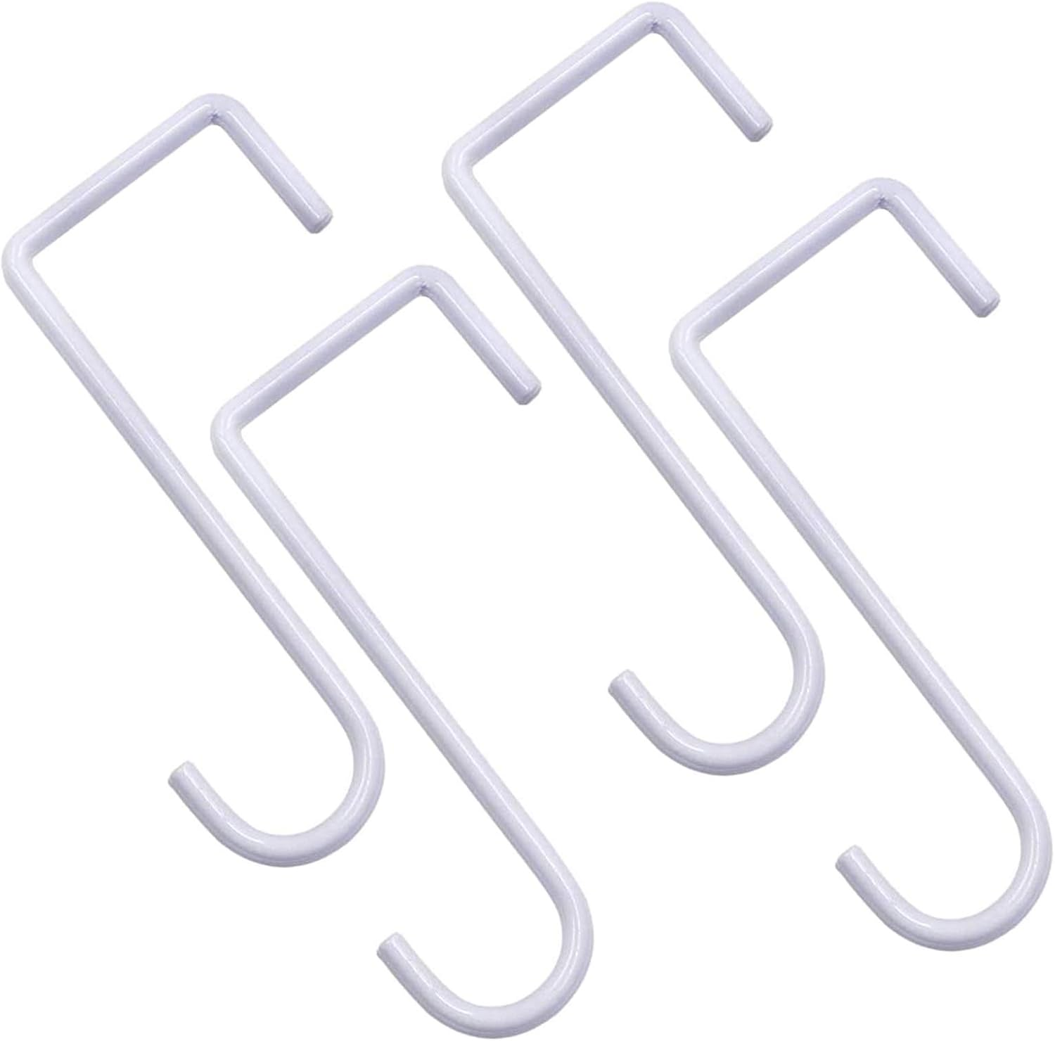 Vinyl Fence Hooks 2X6 Inch, Patio Light Hangers - 4 Pack White Powder Coated Ste