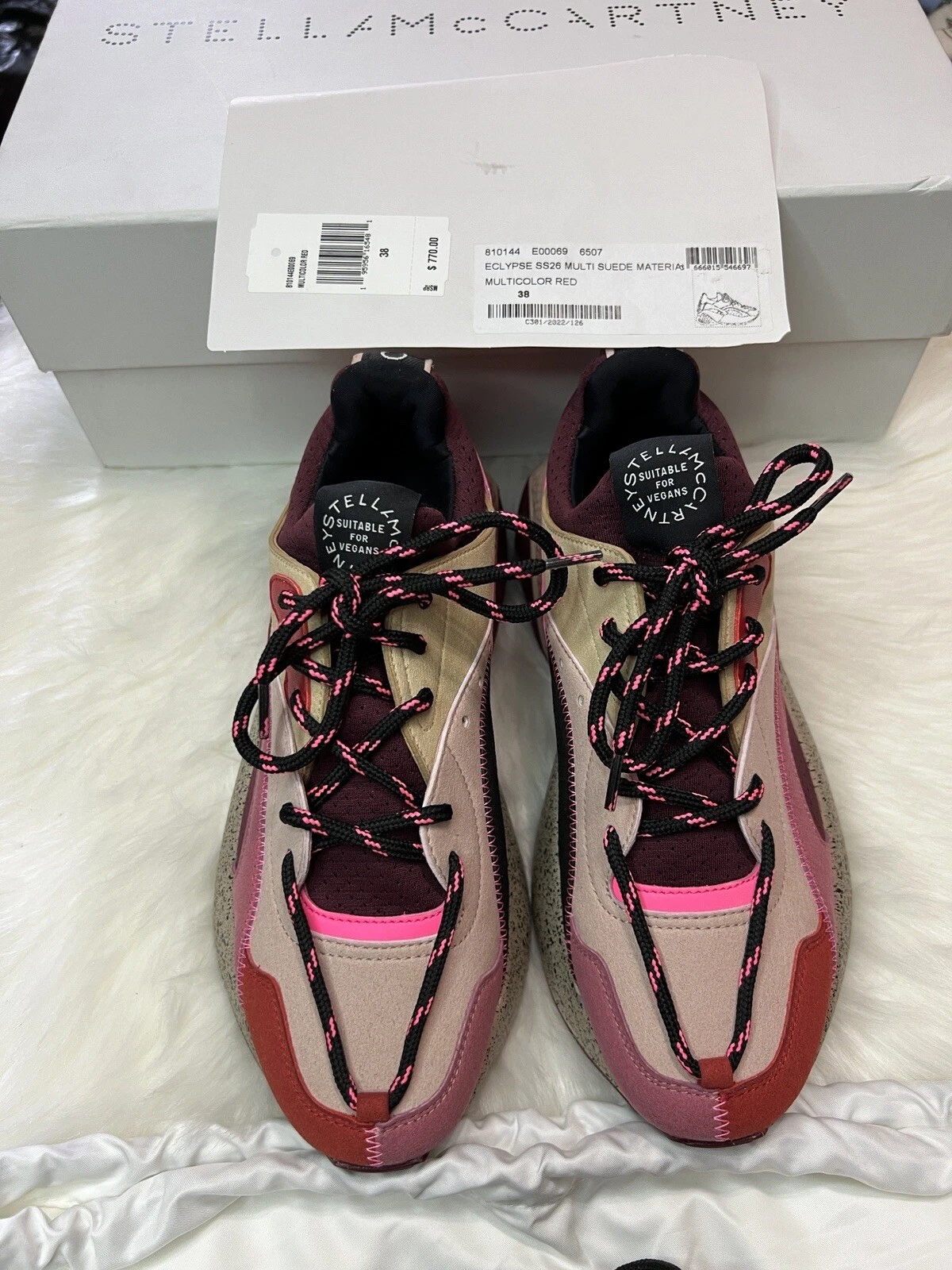 Stella McCartney — Stellar McCartney ECLYPSE SNEAKERS IN BORDEAUX SUEDE AND LEATHER IN MULTICOLOR
