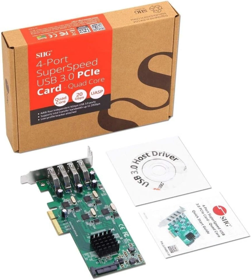 SIIG Dual Profile [DP] USB 3.0 4-Port (5Gbps) PCIe 2.0 Host Expansion - Image 2 of 4