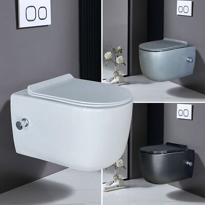 Wand WC Spülrandlos mit Sitz Wandhängende Toilette WC mit Bidet Funktion