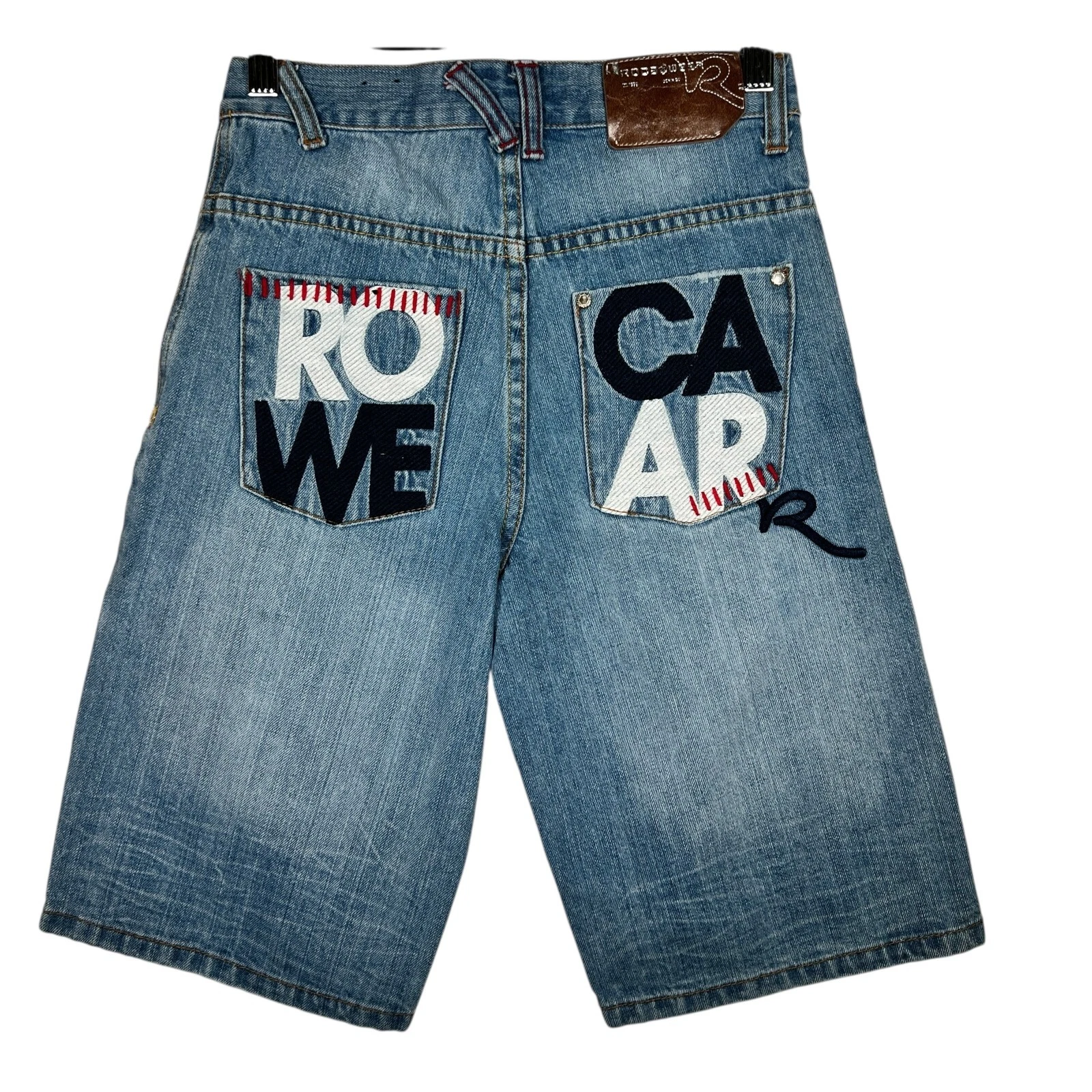 VTG Roca Wear Boys Blue Denim Hip Hop Straight Leg Authentic Jean Shorts Size 10