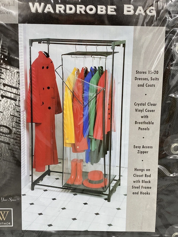 Vintage 1997 Whitmor Wardrobe Bag Ebony Crystal Collection 19x20x54 SEALED - Image 2 of 4