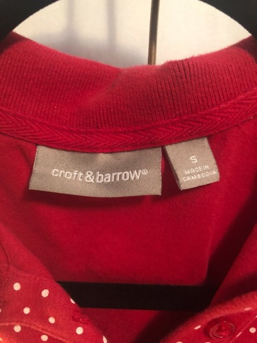 Damen Golfshirt rot Punkte Croft & Borrow Small ärmellos - Bild 2 von 3