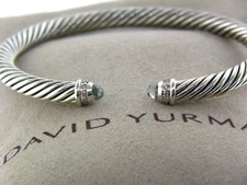 DAVID YURMAN 5MM PRASIOLITE AND DIAMOND CABLE CLASSICS BRACELET NEW