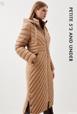 Karen Miller Long Coat Petite Lightweight Quilted Packable Jacketsize 14 Natural