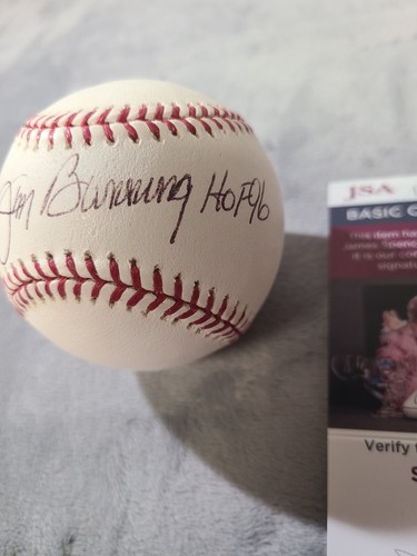 Jim Bunning Signed Baseball JSA Hof 96 (Black ink) see condition BFM coa - Picture 2 of 13