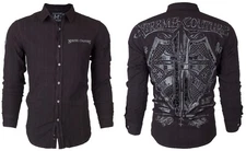 XTREME COUTURE by AFFLICTION Men's L/S BUTTON DOWN Shirt RATTLE Shield $78
