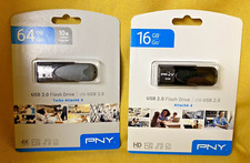 PNY Flash Drives 1 64GB USB 3.0 4K Ultra HD  1 16GB USB 2.0 HD