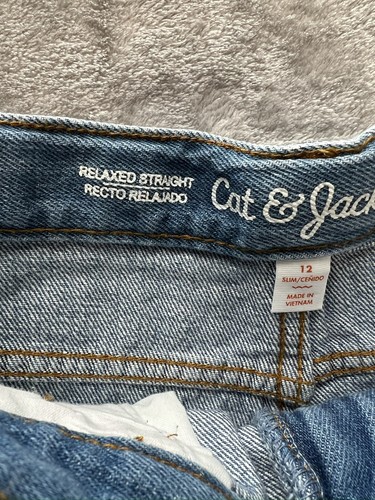 Cat & Jack Relaxed Straight Light Blue Jeans For Kid Size 12 Slim - Picture 7 of 8