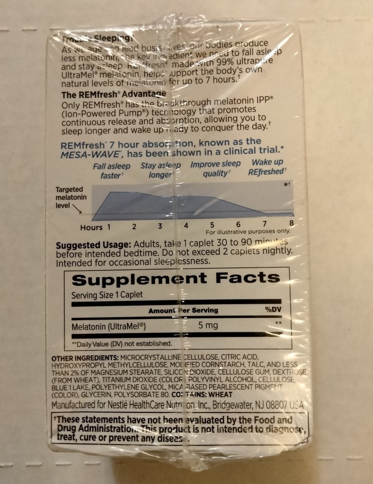 REMfresh Extra Strength 5mg Melatonin Sleep Aid Supplement 2 PACK72