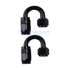 2Pcs Swivel Hose End Fitting Adaptor AN8 8AN 180° Degree For Oil Fuel Line Black