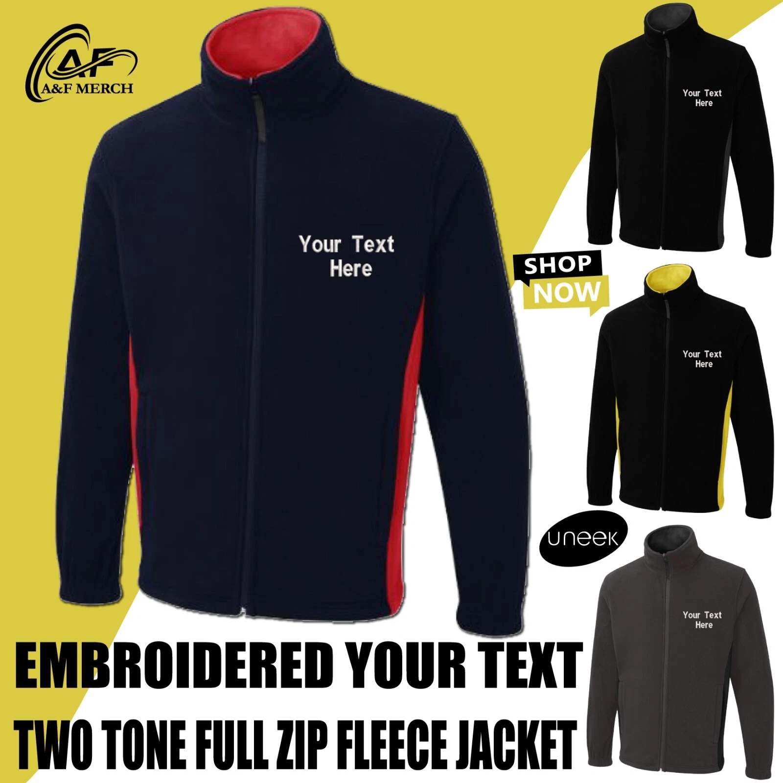 Personalised Custom Embroidered Uneek Two Tone Full Zip Fleece Jacket UC617
Opens in a new window or