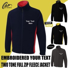 Personalised Custom Embroidered Uneek Two Tone Full Zip Fleece Jacket UC617