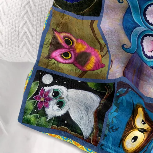 50"x60"Cozy Warm Moon Owl Flannel Fleece Throw Blanket Cute Night Owl for Lovers - Picture 7 of 10
