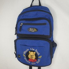 Vintage Disney Winnie the Pooh Blue / Black Backpack Bag Approx. 16 x 13 EUC