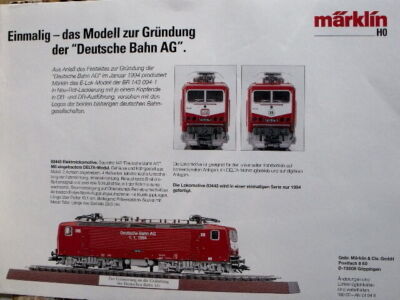 Depliant MARKLIN DEUTSCHE BAHN AG anno 1995 scala H0 - DEU - Tr.5
